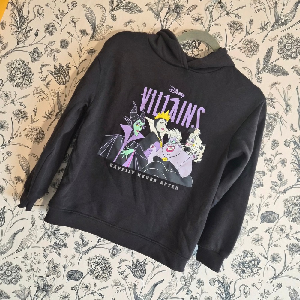 Disney Villains Girls 10-11 Y Black Fleece Hoodie Maleficent Kidcore Disneycore